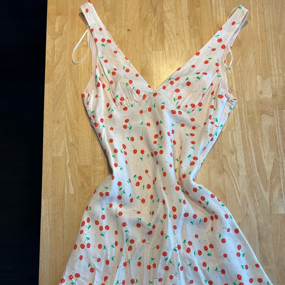 Zara Cherry Satin Slip Dress